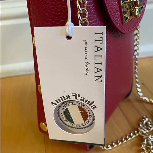 NWT Anna Paola Genuine Italian Leather Cherry Red Handbag - Picture 3 of 16